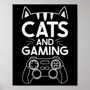Katzen und Gaming Funny Cat Lover Gaming Gift Game Poster
