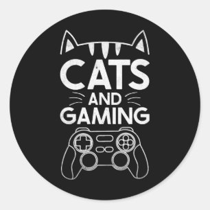 Katzen und Gaming Funny Cat Lover Gaming Gift Game Runder Aufkleber