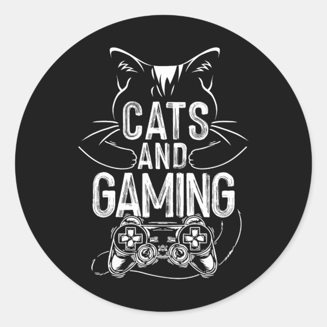 Katzen und Gaming Funny für Gamer Cat Lover Cat Ma Runder Aufkleber (Vorderseite)