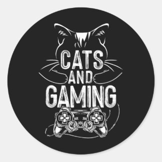 Katzen und Gaming Funny für Gamer Cat Lover Cat Ma Runder Aufkleber