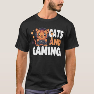 Katzen und Gaming lustig für Gamer Katzenliebhaber T-Shirt