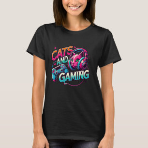 Katzen und Gaming Lustige Anime-Gamer-Katzenliebha T-Shirt