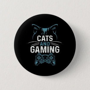 Katzen und Gaming Niedliche Cat Lover Gamer Video Button