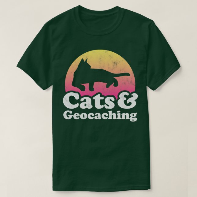 Katzen und Geocaching T-Shirt (Design vorne)