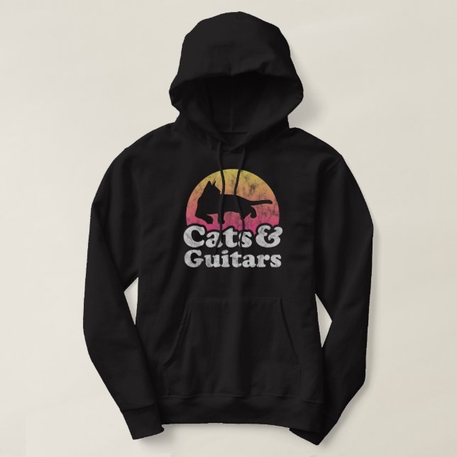 Katzen und Gitarren Männer oder Frauen Katze und G Hoodie (Design vorne)