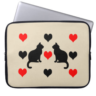 Katzen und Herz-Muster Laptopschutzhülle
