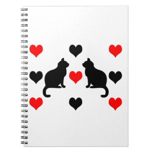 Katzen und Herz-Muster Notizblock