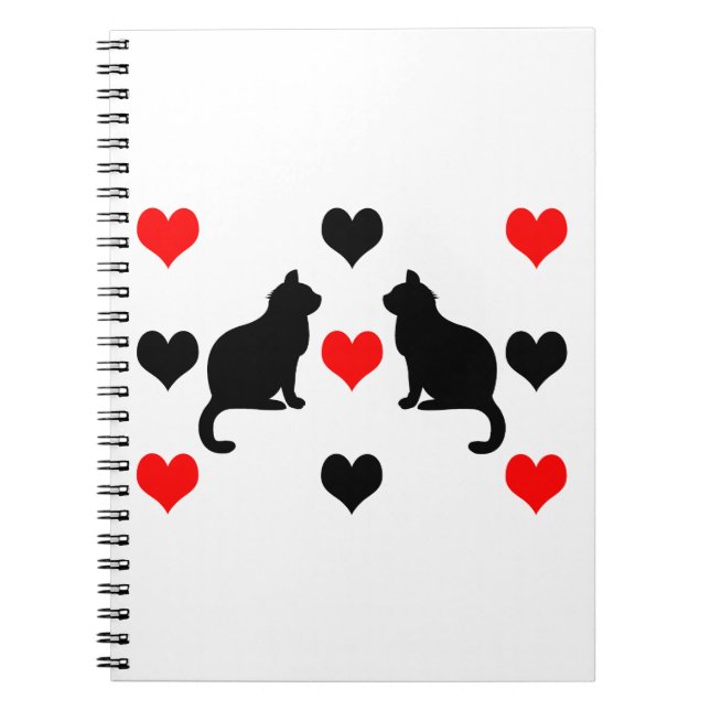 Katzen und Herz-Muster Notizblock (Vorderseite)
