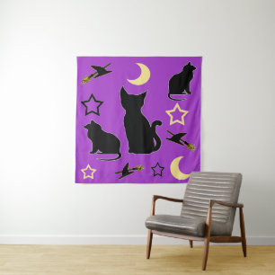 Katzen und Hexenhats Wandteppich