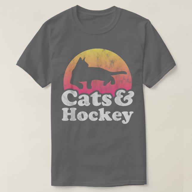Katzen und Hockey Herren- oder Frauenkatze und Hoc T-Shirt (Design vorne)