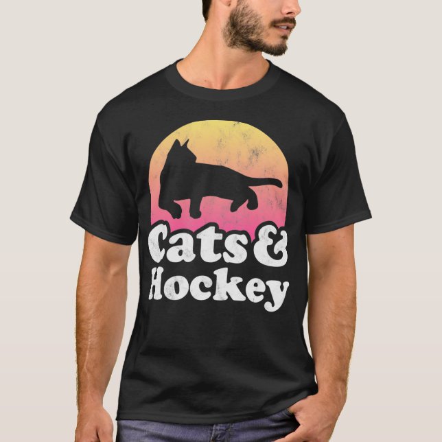 Katzen und Hockey Herren- oder Frauenkatze und Hoc T-Shirt (Vorderseite)