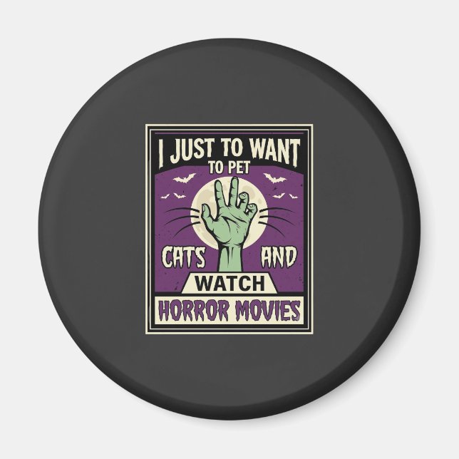 Katzen Und Horrorfilme Halloween-Design Magnet (Vorne)