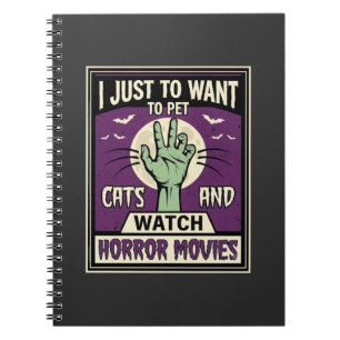Katzen und Horrorfilme Halloween-Design Notizblock