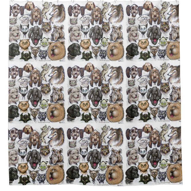 Katzen und Hunde Duschvorhang (Vorderseite)