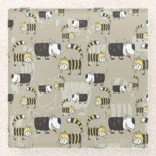 Katzen und Hunde: Funny Seamless Texture Glasuntersetzer