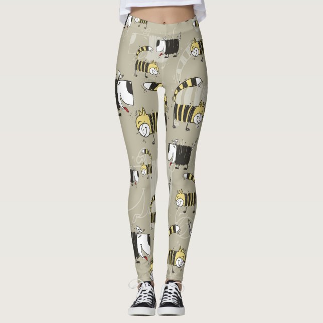 Katzen und Hunde: Funny Seamless Texture Leggings (Vorderseite)