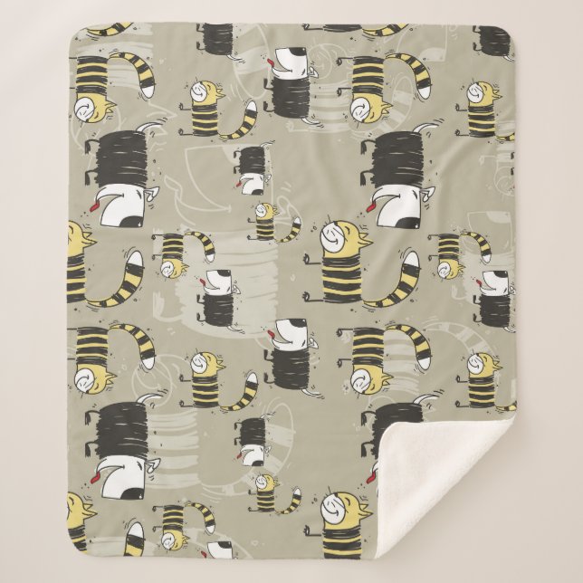 Katzen und Hunde: Funny Seamless Texture Sherpadecke (Vorderseite)