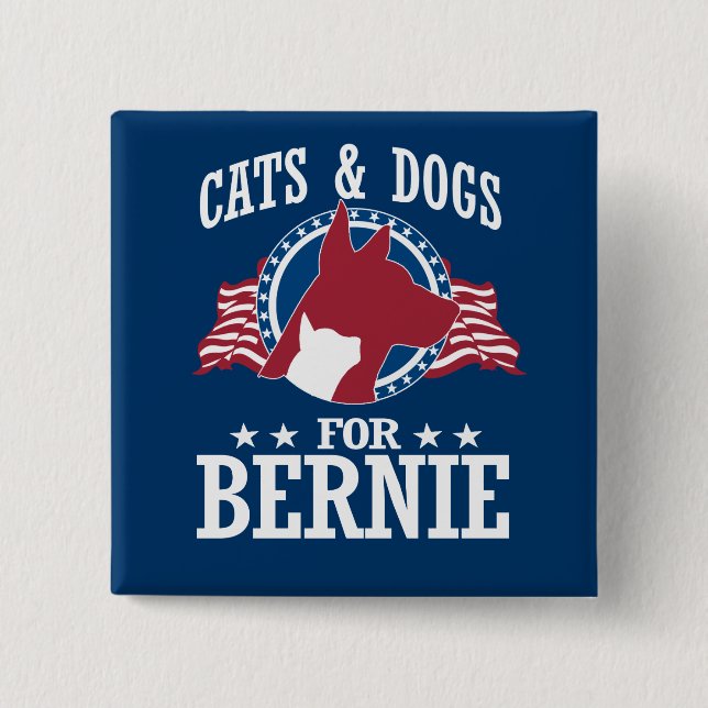KATZEN UND HUNDE FÜR BERNIE SANDERS BUTTON (Vorderseite)