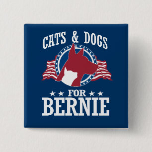 KATZEN UND HUNDE FÜR BERNIE SANDERS BUTTON