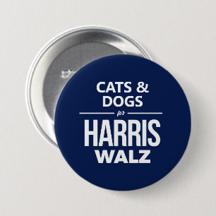 Katzen und Hunde für Harris Walz Button
