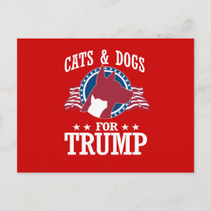 KATZEN UND HUNDE FÜR TRUMP POSTKARTE