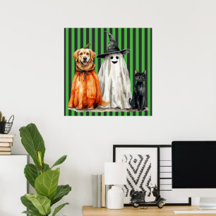 Katzen und Hunde Halloween-Poster Poster