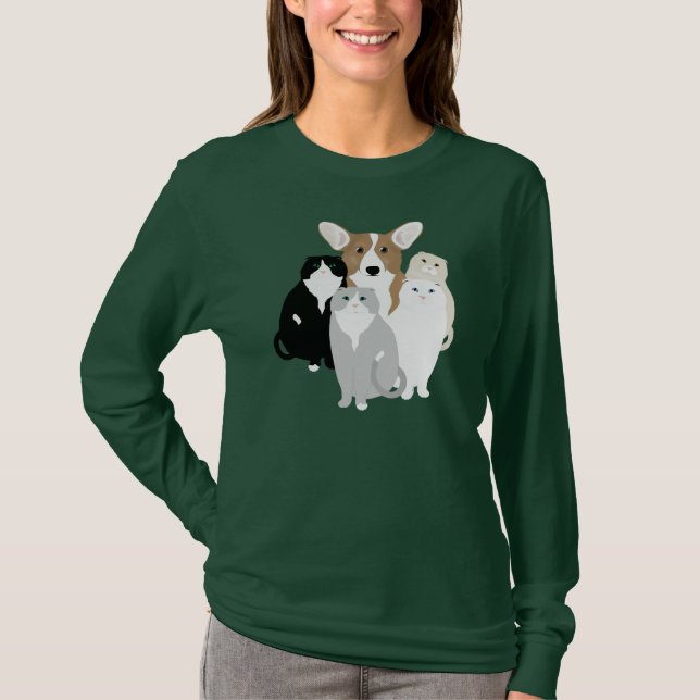 Katzen und Hunde - Langschläfchen T-Shirt (Vorderseite)