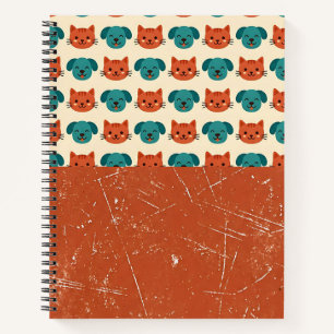 Katzen- und Hunde-Muster geteilt Notizbuch