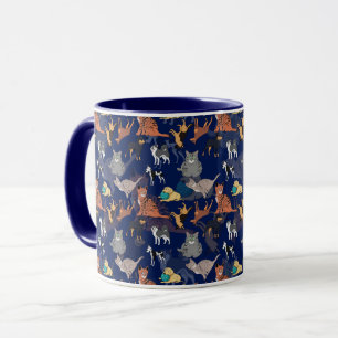 Katzen und Hunde Musterdesign auf Blau Tasse