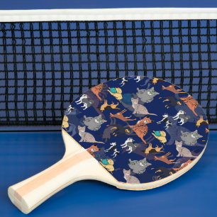 Katzen und Hunde Musterdesign auf Blau  Tischtennis Schläger