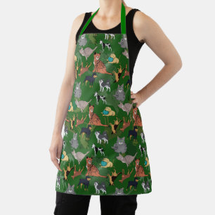 Katzen und Hunde Musterdesign auf Grün Schürze