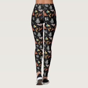Katzen und Hunde Musterdesign auf Schwarz Leggings