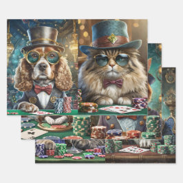 Katzen und Hunde Poker spielen, Salon Geschenkpapier Set