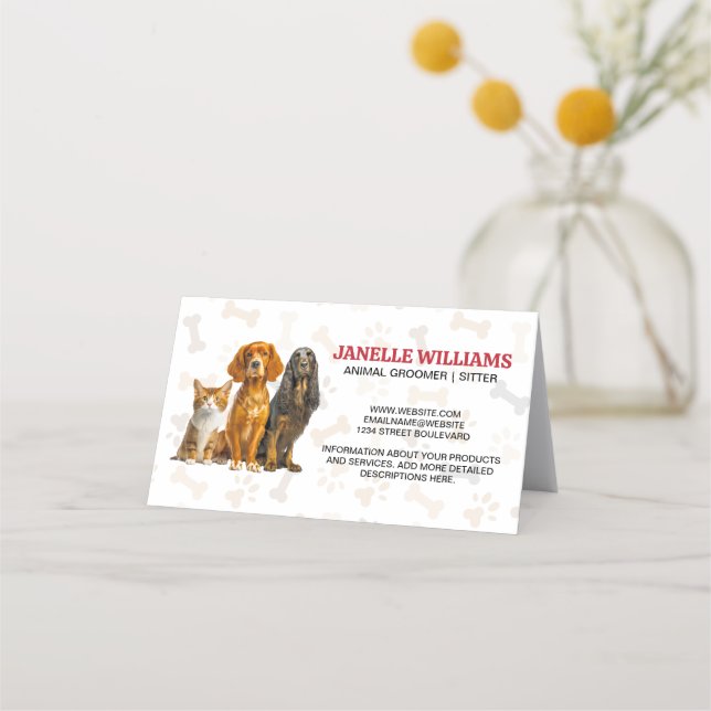 Katzen und Hunde Sitzen | Muster für Paw und Knoch Treuekarte (Vorderseite)