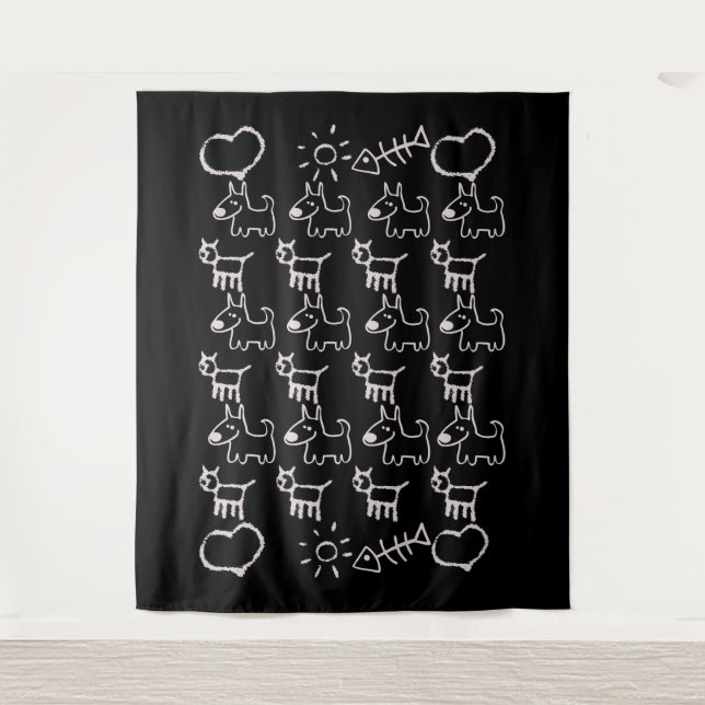 Katzen und Hunde Wandteppich (Vorderseite)