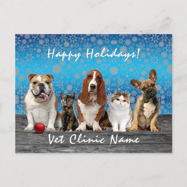  Katzen und Hunde Weihnachten im Veterinärbereich Postkarte (Vorderseite)