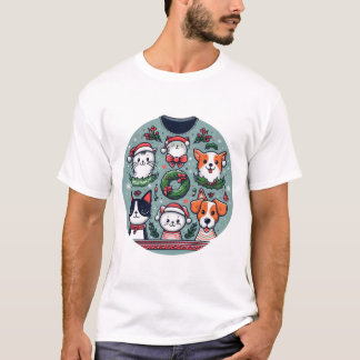Katzen und Hunde Weihnachten T-Shirt