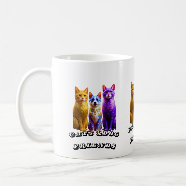 Katzen und Hundefreunde Kaffeetasse (Links)