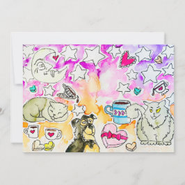 Katzen- und Hundekunst Feiertagskarte