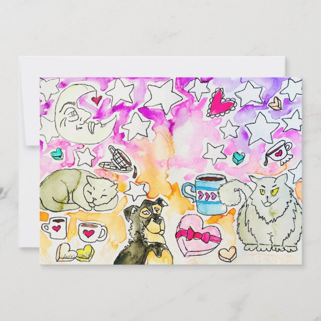 Katzen- und Hundekunst Feiertagskarte (Vorderseite)