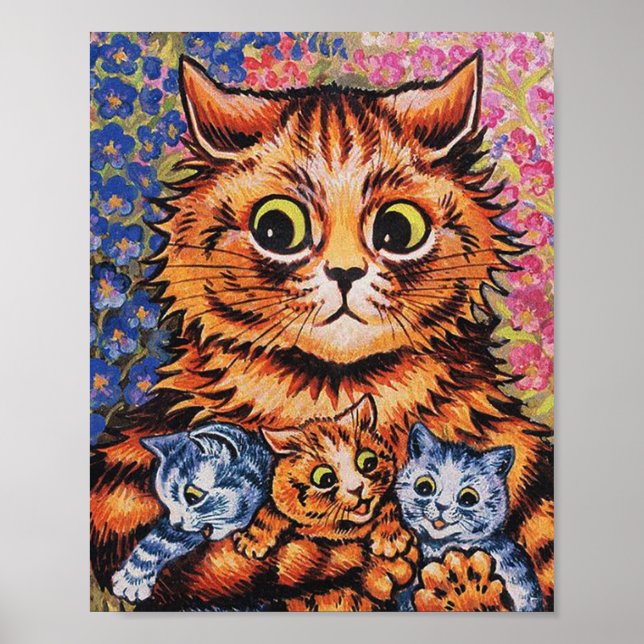 Katzen und ihre Kätzchen Louis Wain Poster (Vorne)