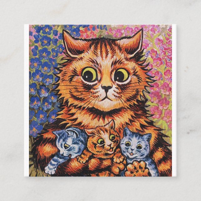 Katzen und ihre Kätzchen Louis Wain Quadratische Visitenkarte (Vorderseite)
