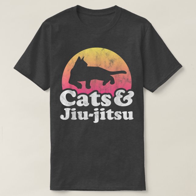 Katzen und Jiujitsu Mens oder Männerkatzen T-Shirt (Design vorne)