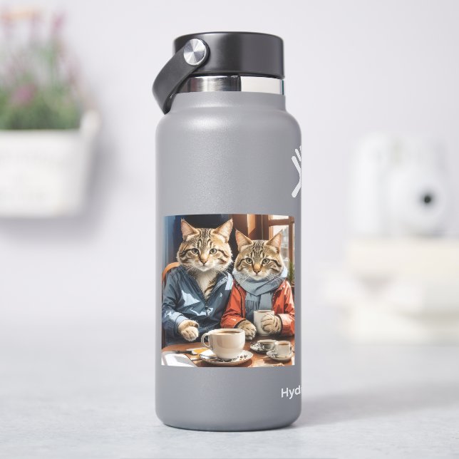 Katzen und Kaffee Aufkleber (HydroFlask)