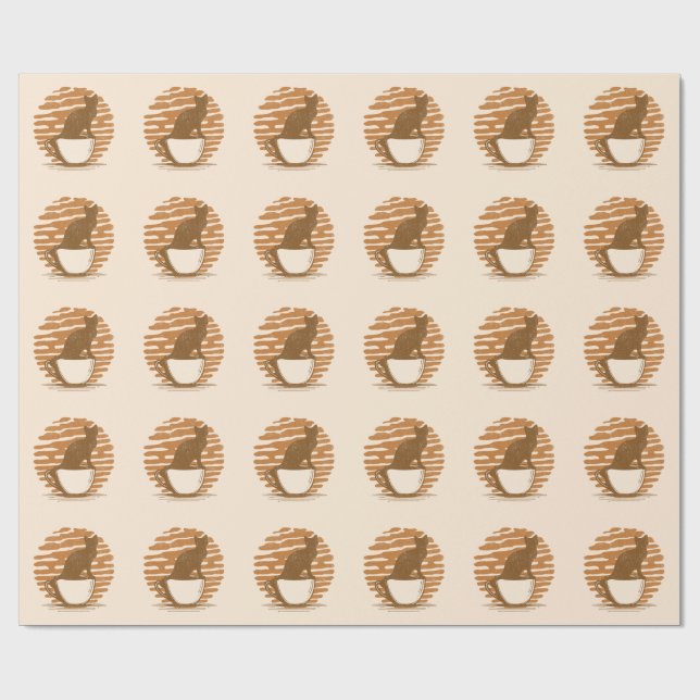 Katzen und Kaffee Geschenkpapier (Flach)