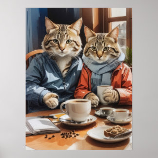 Katzen und Kaffee Poster
