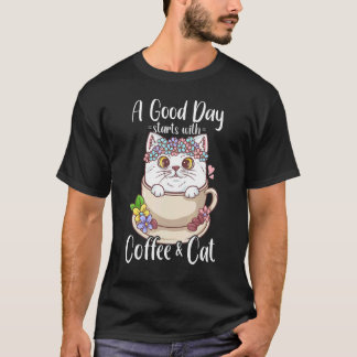 Katzen- und Kaffeeliebhaber Katzenbesitzer Kaffeel T-Shirt