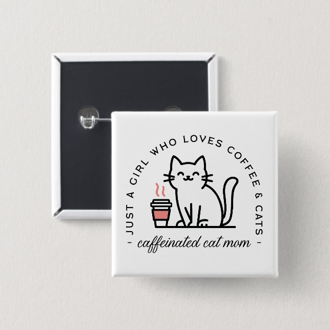 Katzen- und Kaffeeliebhaber-Mädchen-Ästhetik Button (Vorne & Hinten)