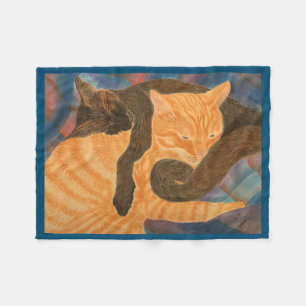 Katzen und Kariert Fleecedecke