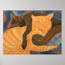 Katzen und Kariert Poster